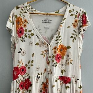 Torrid Floral Button-Front Tiered Babydoll Top From The Super Soft Collection